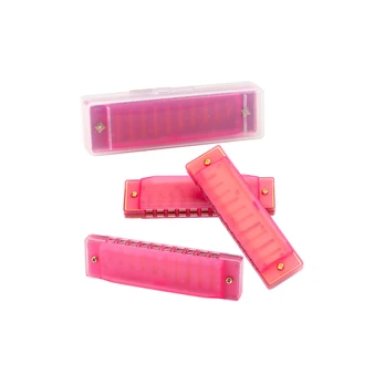 Lean Toys 10-Hole Harmonica for Beginners, Rožinė Case