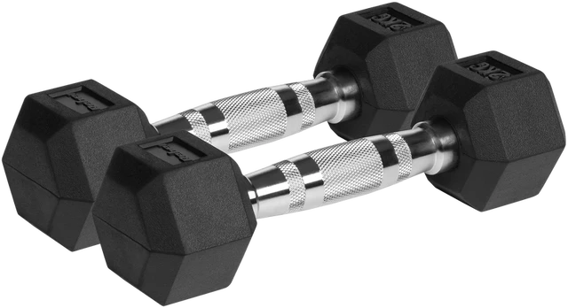 Hantle żeliwne gumowane HEX 2x2kg , REBEL ACTIVE