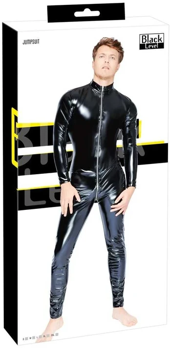 Black Level Vinyl H. Overall 2XL vyriškas seksualus kombinezonas