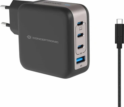 CONCEPTRONIC Ladegerät 4Port 100W,3xUSB-C,1xUSB-A 1.5m sw