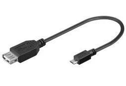 Cabletech Kabelis USB A lizdas – micro USB B kištukas 0.2m, OTG, juodas