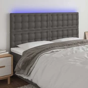 Galvūgalis su LED, pilkas, 160x5x118/128cm, dirbtinė oda kaina