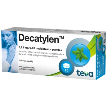 DECATYLEN 0,25 mg/0,03 mg kietosios pastilės N20