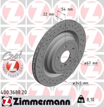 Stabdžių diskas ZIMMERMANN 400.3688.20