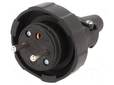 Connector: AC supply | male | plug | 2P+PE | 250VAC | 16A | black | PIN: 3