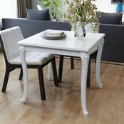 Valgomojo stalas, 80x80x76 cm, labai blizgus, baltas kaina