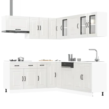 Virtuvinių spintelių komplektas, 11 dalių, Kalmar, balta