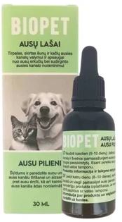 Ausų lašai šunims ir katėms BIOPET, 30ml