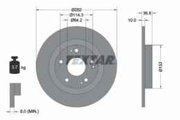 TEXTAR 92301303 Brake Disc kaina