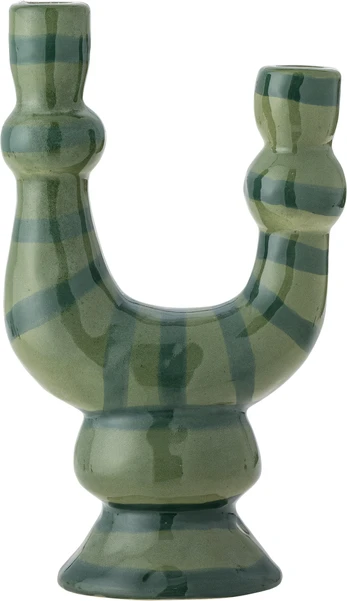 Bloomingville - Salandy Candle Holder - Green - Stoneware