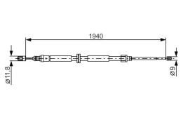 Trosas, stovėjimo stabdys BOSCH 1 987 482 325 kaina