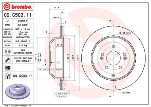 BREMBO 09.C503.11 Brake Disc