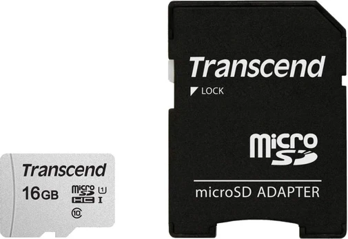 Transcend MEMORY MICRO SDHC 16GB W/ADAP/C10 TS16GUSD300S-A TRANSCEND
