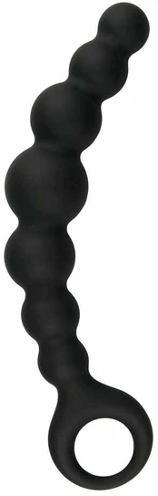 Sinner Gear Silicone Beaded Plug with Finger Loop - Juodas, Medium Size