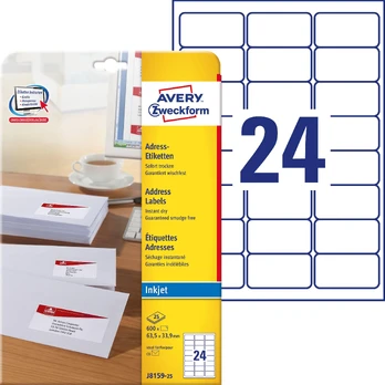 Avery Zweckform A4 ETIKETĖS AVERY 63,5 X 33,9 MM BALTA (24)