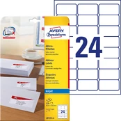 Avery Zweckform A4 ETIKETĖS AVERY 63,5 X 33,9 MM BALTA (24) kaina