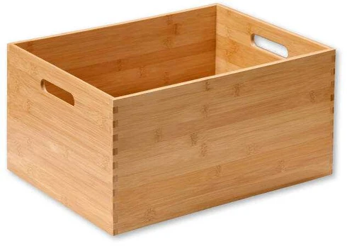 Medinė dėžutė su rankenomis, bambukinė