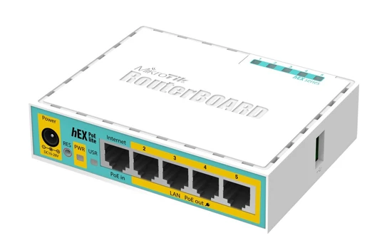 Maršrutizatorius 5 prievadų MikroTik hEX PoE lite RB750UPr2