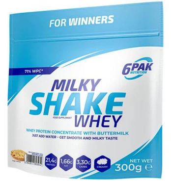 6PAK Nutrition Milky Shake Whey, Braškė, 300 g