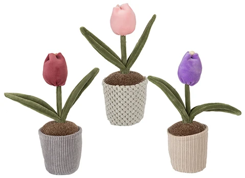 Pliušinis tulpės vazonėlis 24cm asort., 777016