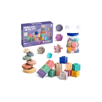 Lean Toys Soft Rubber Educational Blocks Animals Numbers Patterns Colorful 27 pcs.