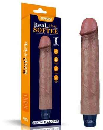 LOVETOY 9" REAL SOFTEE įkraunamas silikoninis vibruojantis dildo