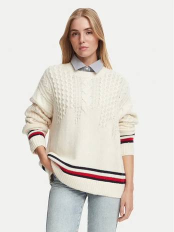 Tommy Jeans Megztinis DW0DW23353 Kreminė Oversize