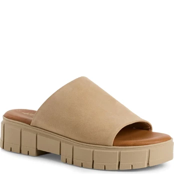 Šlepetės moterims, Smėlio, Wedge/plat mule