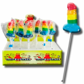 Diablo Picante Pride Rainbow Gummy Lollipop Whistle 68g Fruit Flavour