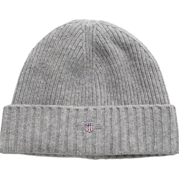 Kepurė vyrams, Pilka, cotton blend logo beanie