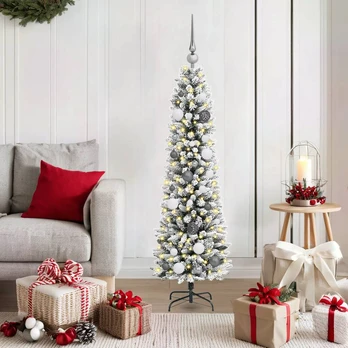 Kalėdų medis with Decorative String Lights Balta 150 cm PVC