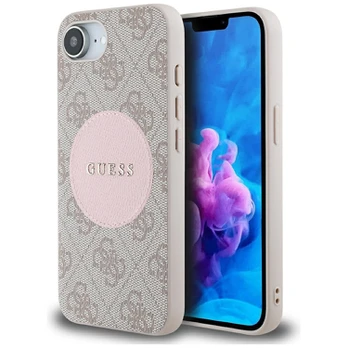 Dėklas Guess 4G Circle Classic Logo MagSafe do iPhone 16e rožinė