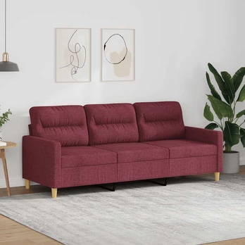 Trivietė sofa, raudonojo vyno spalvos, 180cm, audinys
