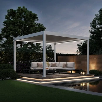 Pavėsinė Pergola DELUXE AUTOMATIC 3.6x4 su LED, balta