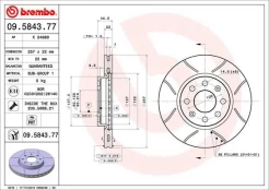 Stabdžių diskas BREMBO 09.5843.77 kaina
