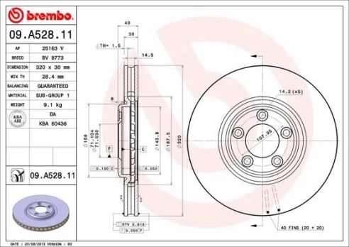 Stabdžių diskas BREMBO 09.A528.11