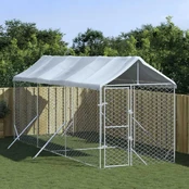 Lauko voljeras šunims su stogu, sidabrinis, 2x6x2,5m, plienas kaina