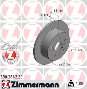 Stabdžių diskas ZIMMERMANN 590.2842.20