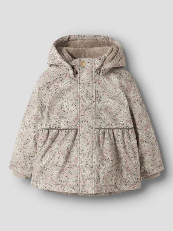 NAME IT žieminė striukė mergaitei SNOW05 (Ruda/Gėlėta) - 98