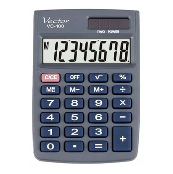 Vector KAV VC-100 office calculator, 8 digits, 58 x 88.5 mm, grey