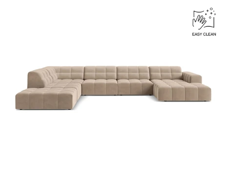 Velvet Panoramic Left Corner Sofa, "Chicago", 7 Seats, 375x263x78 Made in Europe