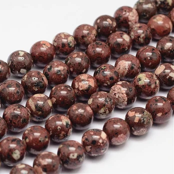 Natūralūs jaspio karoliukai 10 mm., 1 gija.