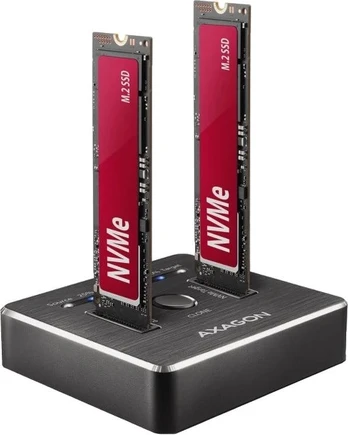 Kietasis diskas AXAGON ADSA-M2C DUAL NVMe CLONE MASTER DOCK SuperSpeed USB-C 10 Gbps prijungimo stotelė