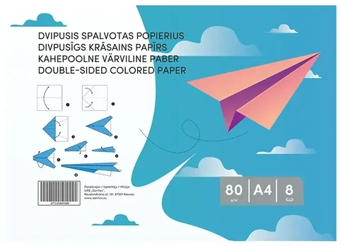 Smlt Spalvotas dvipusis popierius, A4, 8 lapai, 80 g/m²