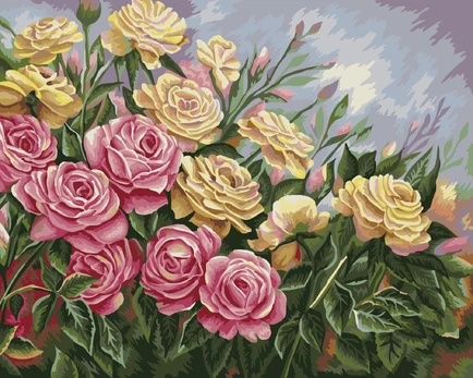 Tapybos pagal skaičius rinkinys: Roses 40x50 cm B062