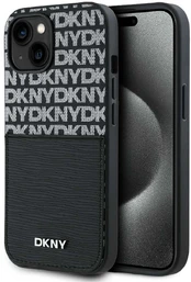 Dėklas DKNY PU Leather Repeat Pattern Card Pocket Case for iPhone 14 Juodas kaina