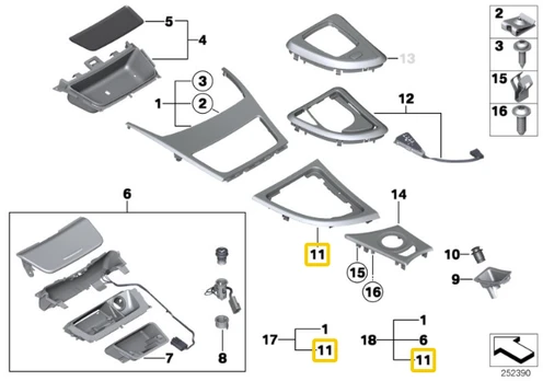 Bmw 1 E81 E87 E88 E82 Pavarų Perjungimo Dėklas Satinsilber Matt Originalus 51169197191