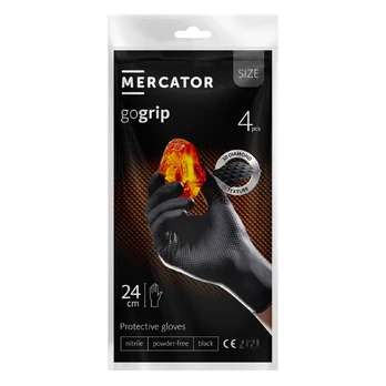 Mercator GoGrip juodos nitrilo pirštinės, 4vnt, L
