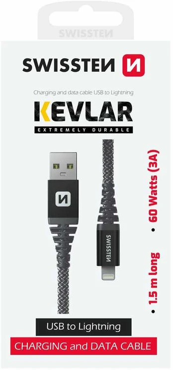 Swissten Kevlar Data Cable USB / Lightning 1.5m / 60w