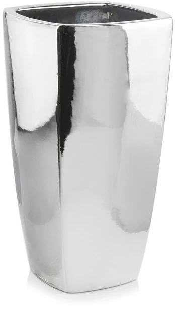 POLNIX Keraminis vazonas MD MOON, kvadratinis, sidabrinis, 38 x 61(A) cm